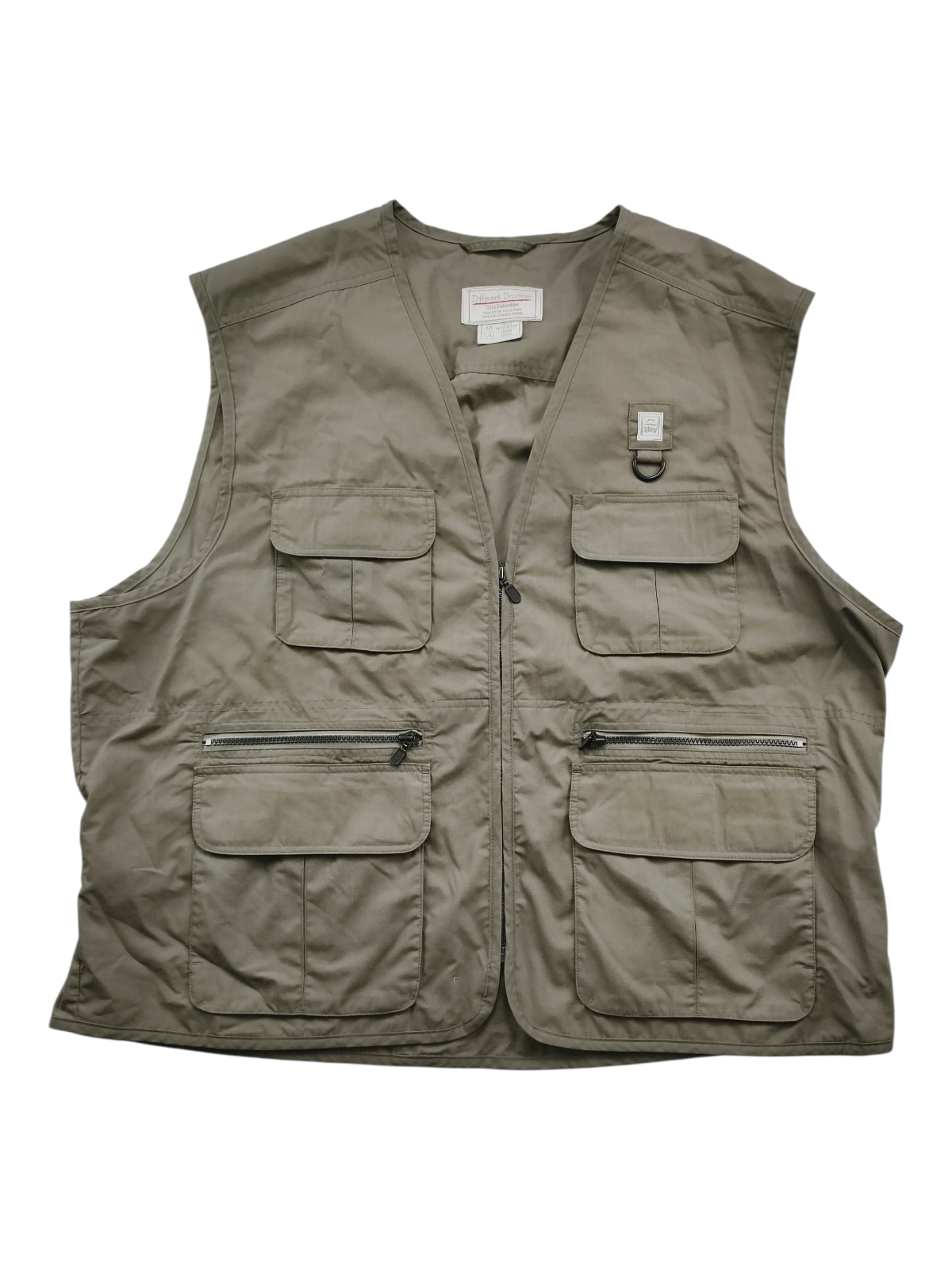 Different Drummer Tilley Men Xxl Utility Vest Green Multi Pocket Fishing Hiking